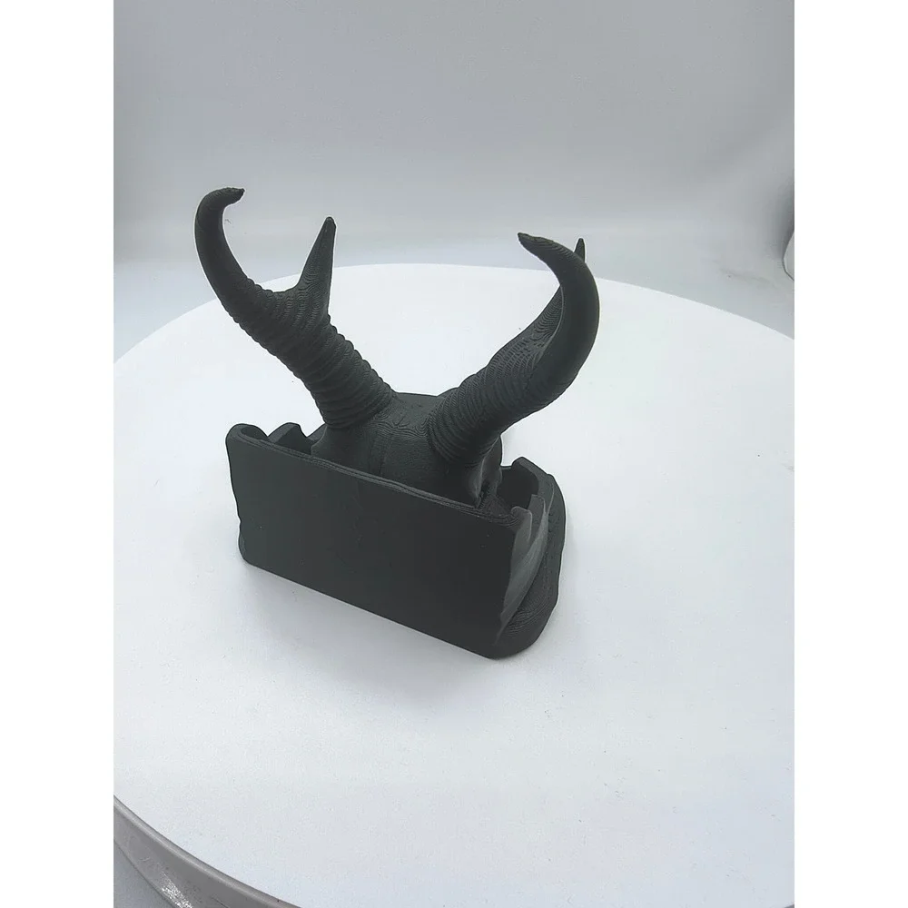 Matte Black 3D Printed Animal Skull Jewelry Holder Gothic Ring Display Trinket